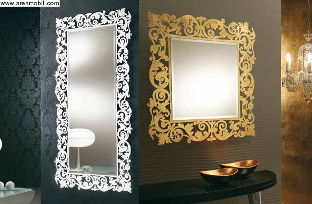 Specchio Romantico Riflessi Foglio oro e Foglia argento